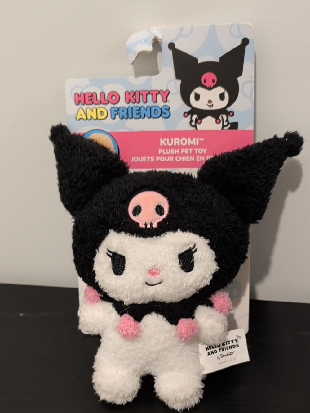 Kuromi Plush Pet Toy - Black, White & Pink
